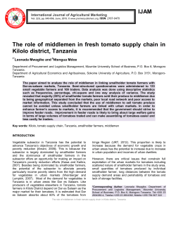 IJAM The role of middlemen in fresh tomato supply chain in Kilolo
