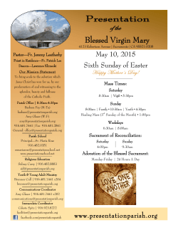 May 10, 2015 - Presentation of the Blessed Virgin Mary Parish