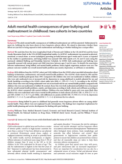 Articles Adult mental health consequences of peer bullying and