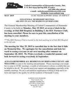 UCHC Meeting Cancellation for May 2015