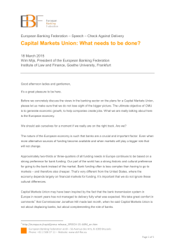 Capital Markets Union: What needs to be done?