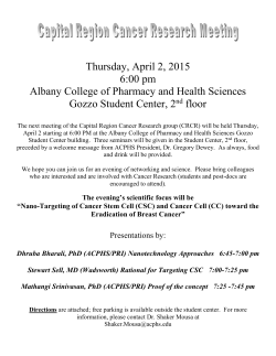 Thursday, April 2, 2015 6:00 pm Albany College of Pharmacy and