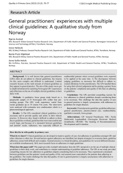 General practitioners? experiences with multiple clinical guidelines