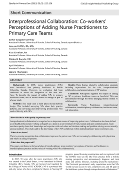 Co-workers` Perceptions of Adding Nurse Practitioners to Primary