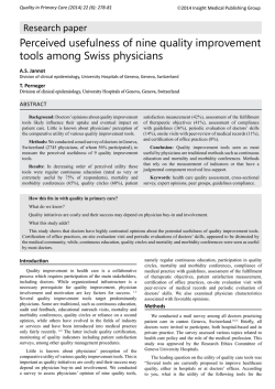 Perceived usefulness of nine quality improvement tools among