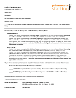 Early Check Form - PrimeSource Staffing