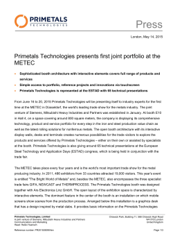 Primetals Technologies presents first joint portfolio at the METEC