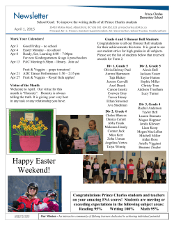 April 2, 2015 Newsletter - Prince Charles Elementary