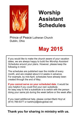 Worship Assignments for May