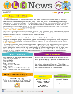 April 2015 L.E.A.P. into Learning: What`s