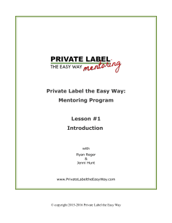 Private Label the Easy Way: Mentoring Program Lesson #1