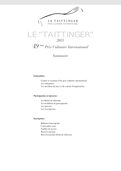 LE âTAITTINGERâ - Prix culinaire Taittinger