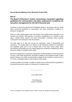 The Board of Directors` motion concerning a resolution