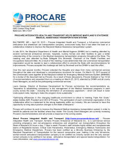Procare Integrated Health and Transport Helps Improve Maryland`s