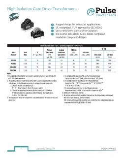 High Isolation Gate Drive Transformers - Product finder