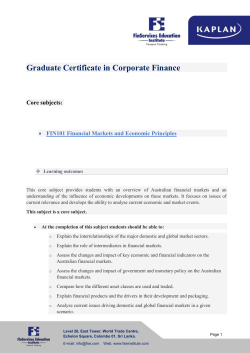 FIN101 Financial Markets and Economic Principles