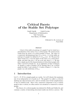 Critical Facets of the Stable Set Polytope