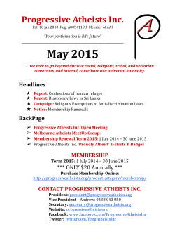 Bulletin May 2015 - Progressive Atheists Inc.
