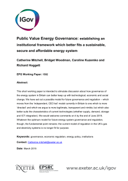 Public Value Energy Governance: establishing an