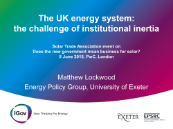 The UK energy system: the challenge of institutional inertia Solar