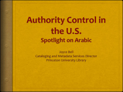 Authority Control in the U.S.: Spotlight on Arabic (Bell)
