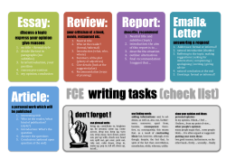 Essay: Report: Article: Review: FCE writing tasks (check list)