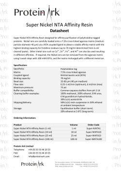 Super Nickel NTA Affinity Resin - Datasheet