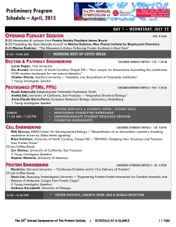 Preliminary Program Schedule â April, 2015