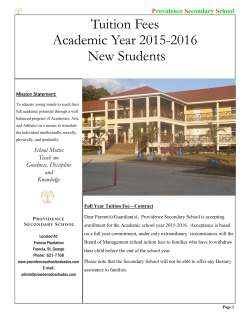 Tuition Fees Academic Year 2015-2016 New Students