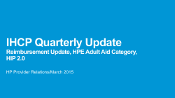 Reimbursement Update/HPE Adult Aid Category/HIP