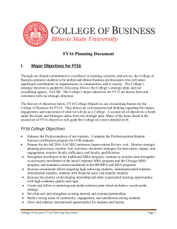 FY16 Planning Document I. Major Objectives for FY16 FY16 College