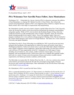 PSA Welcomes New Scoville Peace Fellow, Sara Monteabaro