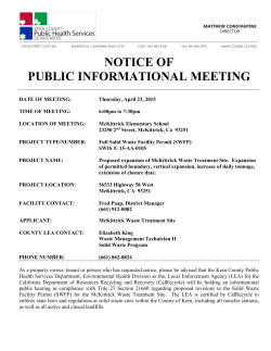NOTICE OF PUBLIC INFORMATIONAL MEETING