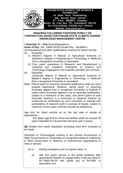 Click here to view Advertisement - Punjab State Council for Science