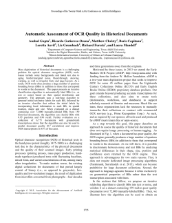 Automatic Assessment of OCR Quality in Historical Documents