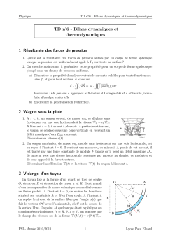 TD nË6 - Bilans dynamiques et thermodynamiques 1 RÃ©sultante des