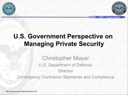 U.S. Government Perspective on Managing Private Security