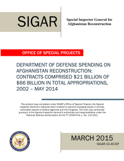 Department of Defense Spending on Afghanistan Reconstruction