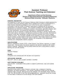 Assistant Professor Plant Science Teaching and Extension