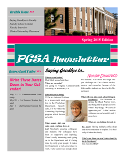 Spring 2015 PGSA Newsletter