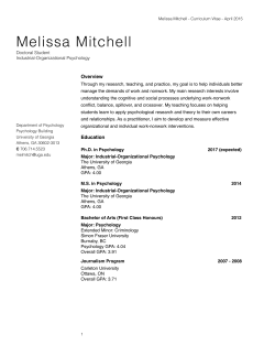 Mitchell CV - The Department of Psychology