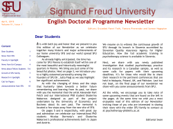 SFU PhD-Newsletter 2015 Vol III, issue 1