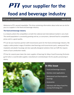 PTI your supplier for the food and beverage industry