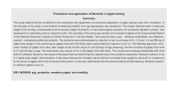 Production and application of Biolactin in piglet rearing Summary