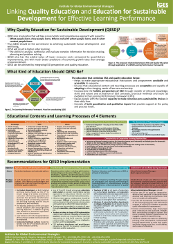 Why Quality Education for Sustainable Development (QESD)? What