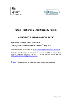 National Mental Capacity Forum CANDIDATE INFORMATION PACK