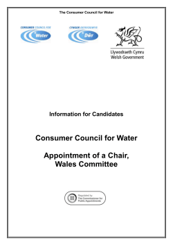 Wales Committee Chair to the Consumer Council for Water