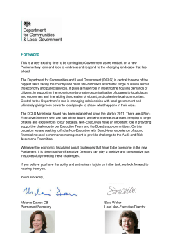 DCLG NED Appointment - Letter from Melanie Dawes and Sara Weller