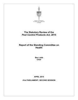 The Statutory Review of the Pest Control Products Act, 2015 Report