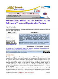 Mathematical Model for the Solution of the Boltzmann Transport